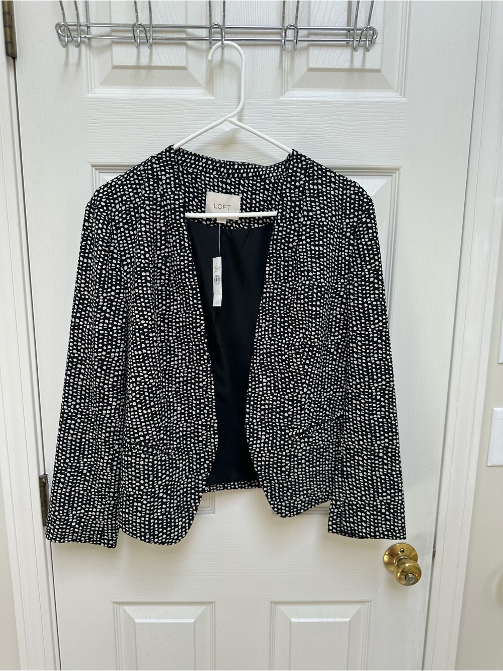 NWT LOFT Black & White Dot Open Front Blazer Jacket